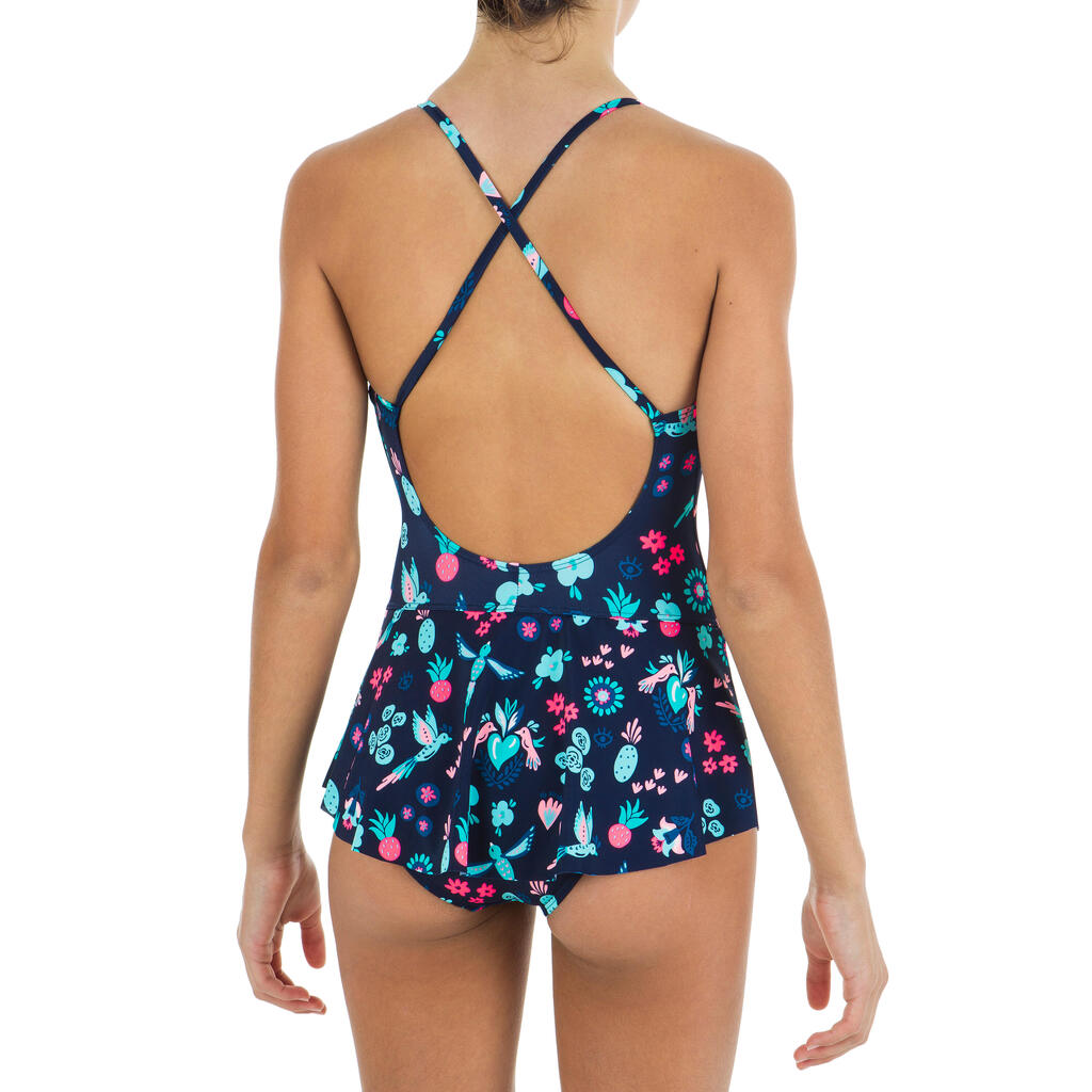 Maillot de Bain de Natation 1 Pièce Jupette Lila Navy Lily