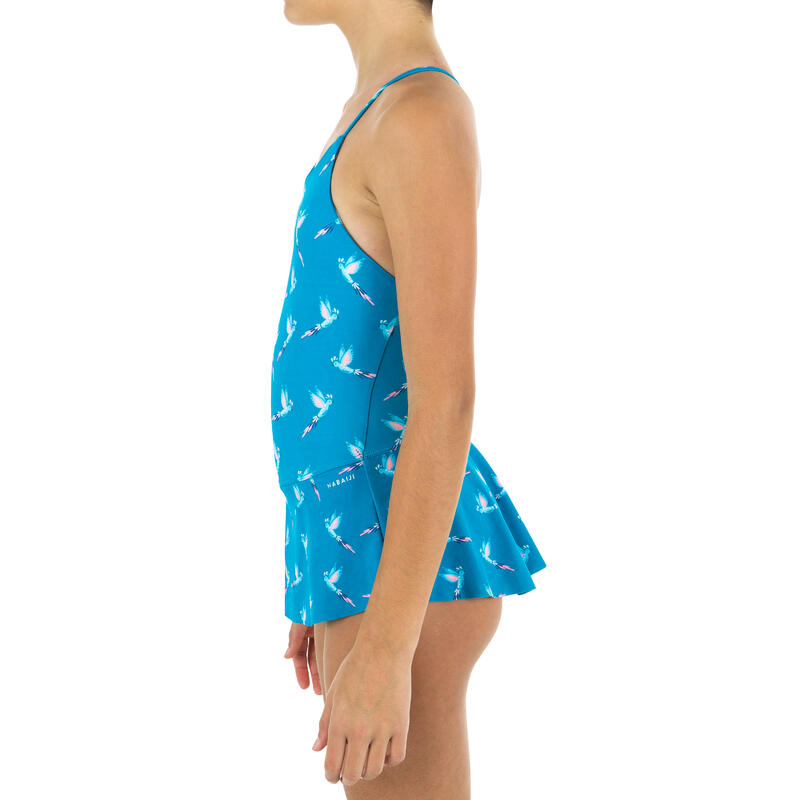 1piece swimming skirt swimsuit Lila All Oto Turquoise Decathlon