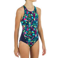 Girls' one-piece swimsuit Kamiye Print - Alg Blue/Pink