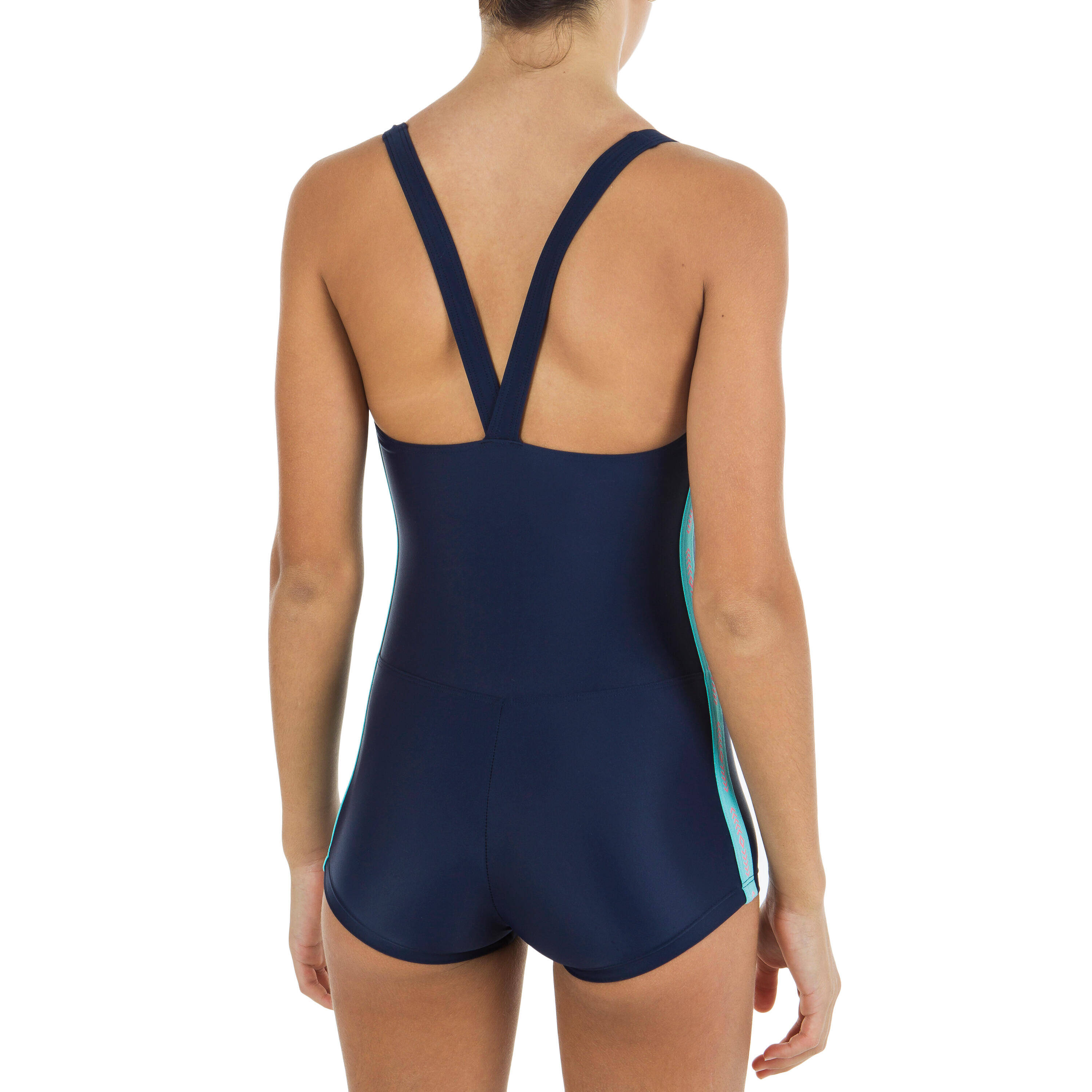 Girls Swimming One-Piece Shorty Swimsuit Vega Comfortable & Flexible Navy Blue -  3