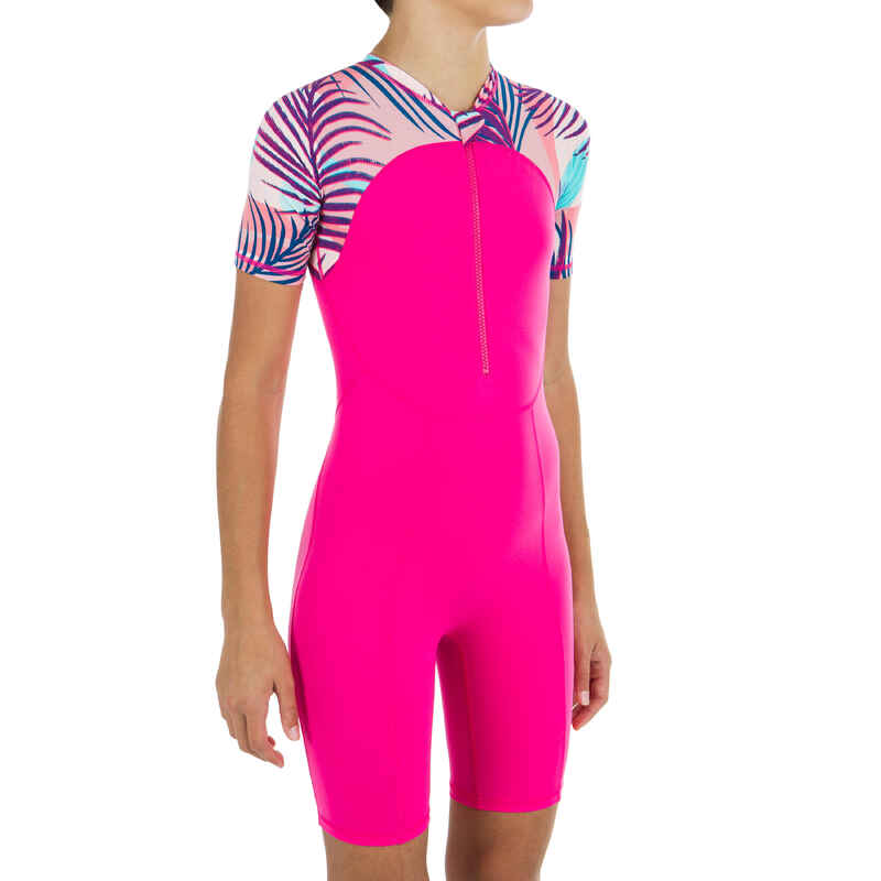 Schwimmanzug Shorty kurzer Brustreißverschluss Kinder rosa Media 1