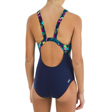 Maillot de bain une pièce de natation fille Kamiye Print Alg bleu / rose