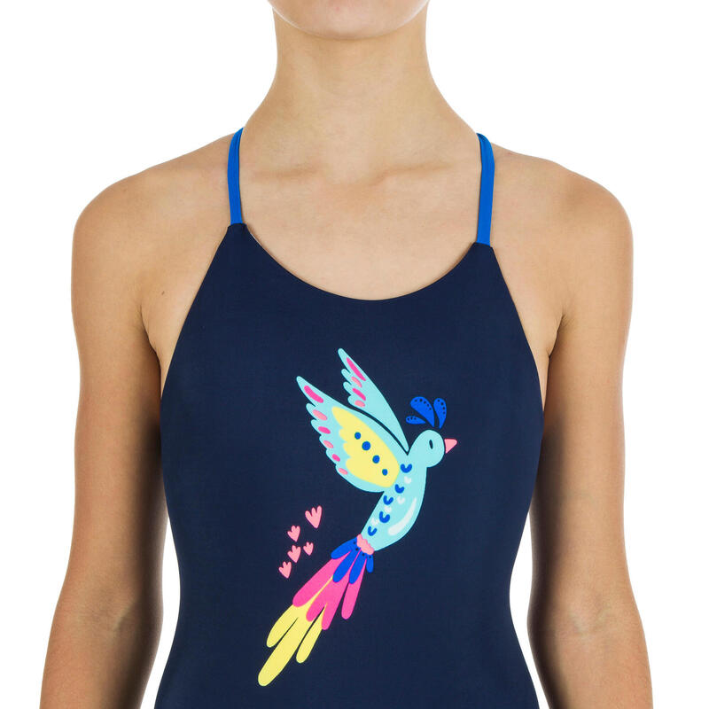 Badeanzug Mädchen - Lila Bird marineblau