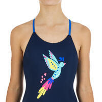 Teget jednodelni kupaći kostim za devojčice LILA BIRD