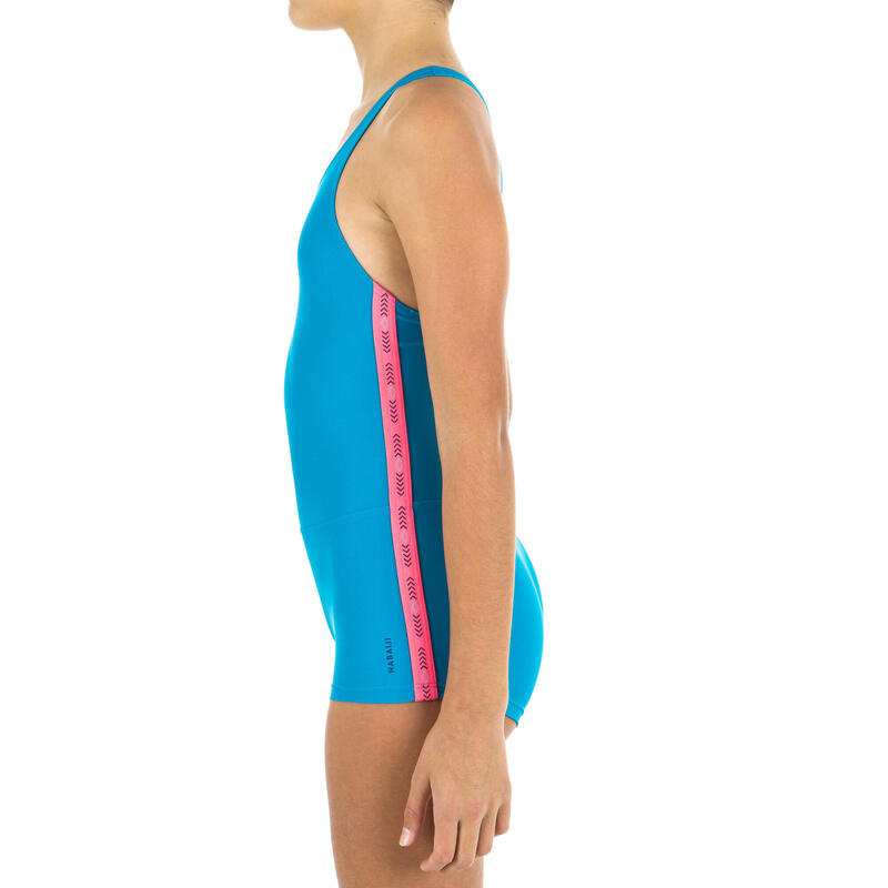 Dívčí plavky jednodílné Vega s nohavičkou modro-tyrkysové