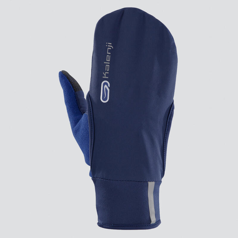 Gants de running avec moufle amovible - Evolutiv' bleu marine