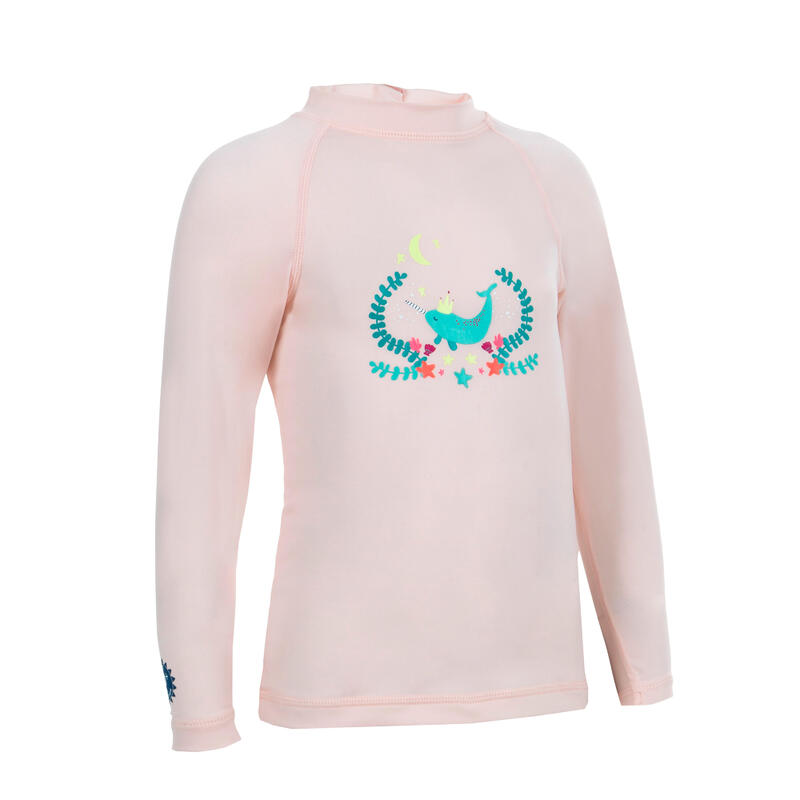 Baba póló úszáshoz, UV-szűrős, hosszú ujjú, rózsaszín