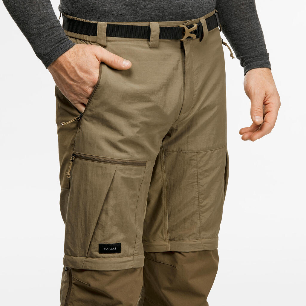 PANTALÓN TRANSFORMABLE SENDERISMO HOMBRE MT500 BEIGE