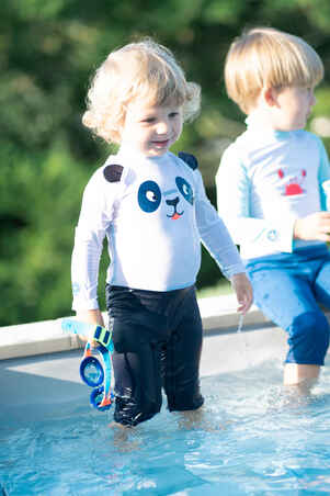 بدلة سباحة بأكمام طويلة مع حماية من الأشعة فوق البنفسجية للأطفال- أزرق