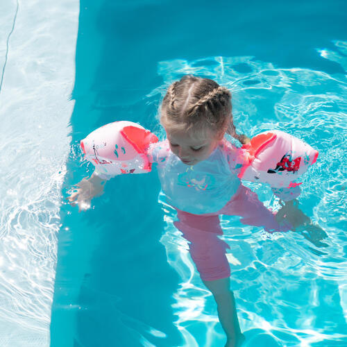 UV-Schwimmanzug langarm Baby/Kinder - bedruckt rosa 