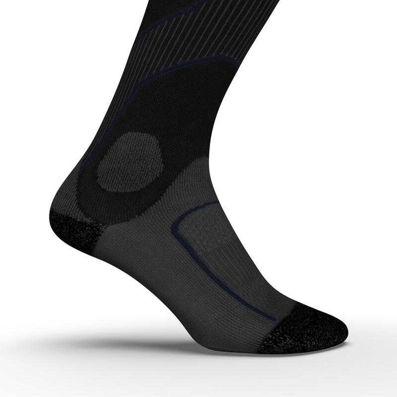 COMPRESSION RUNNING SOCKS BLACK KIPRUN Decathlon