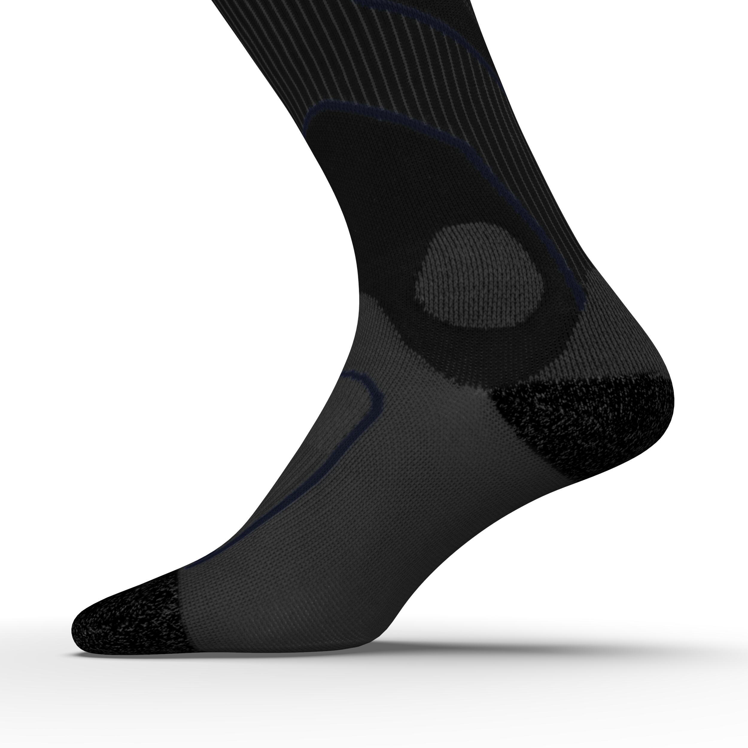 COMPRESSION RUNNING SOCKS BLACK KIPRUN Decathlon