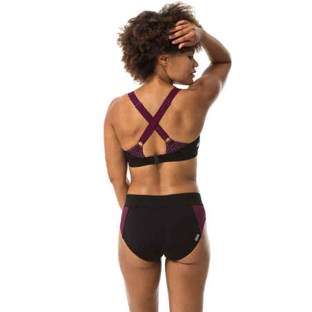 Women's Aquafit-Aqua-biking Swimsuit Top Elea - Black Burgundy