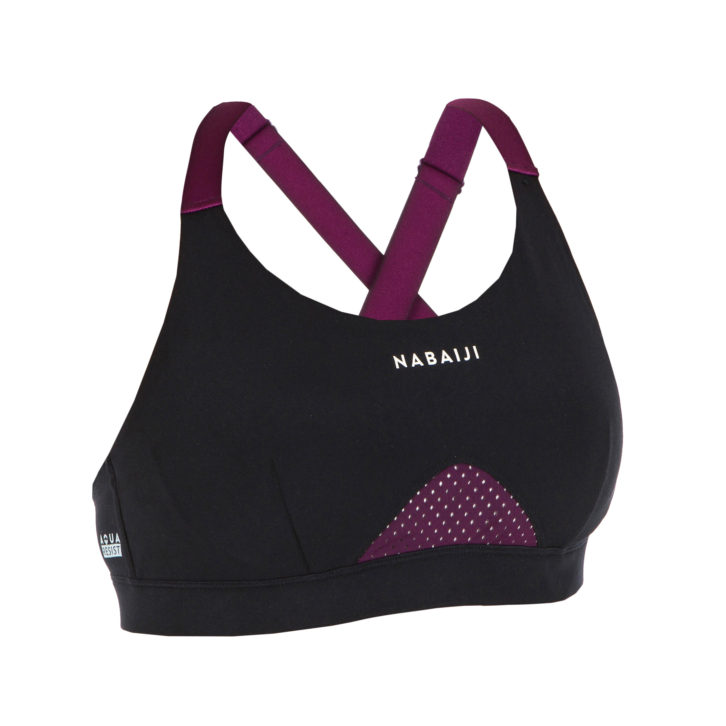 Women's Aquafit-Aqua-biking Swimsuit Top Elea - Black Burgundy 8/8