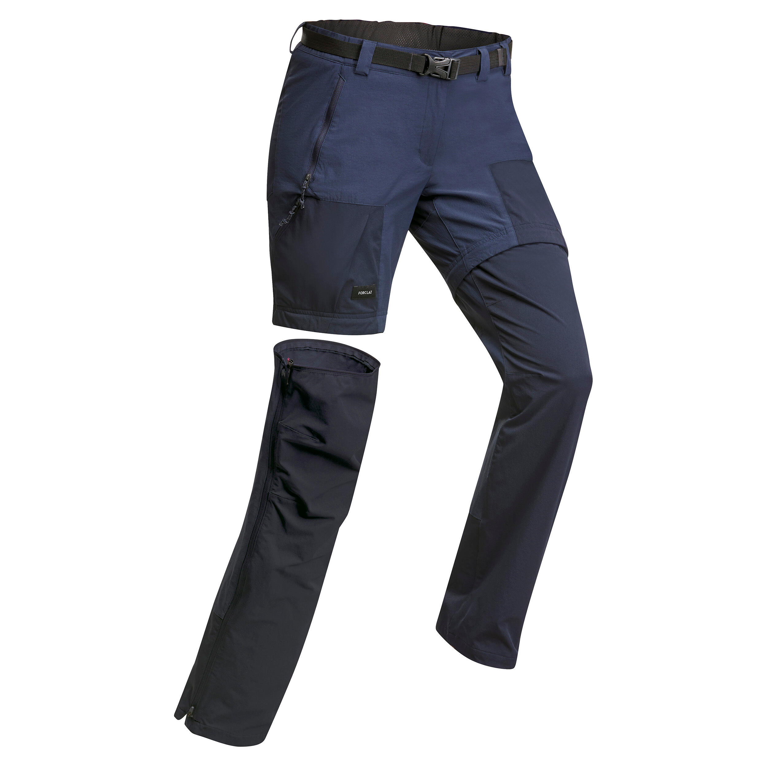 Pantalon Modulabil 2 în 1 Trekking la Munte MT500 Albastru Damă