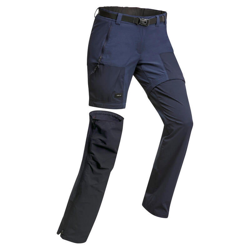 Pantalon modulable 2 en 1 de trek montagne - MT500 navy - Femme