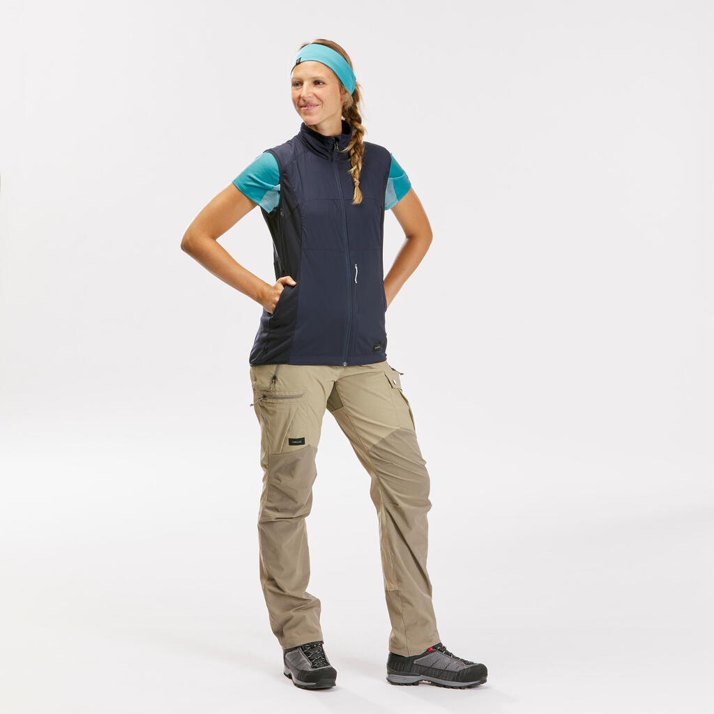 Gilet coupe vent de trek en montagne - TREK 500 Bleu foncé - Femme