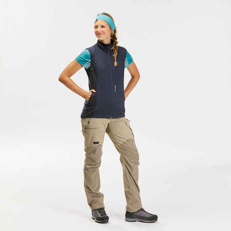 Women's mountain trekking windproof gilet - TREK 500 - Dark Blue