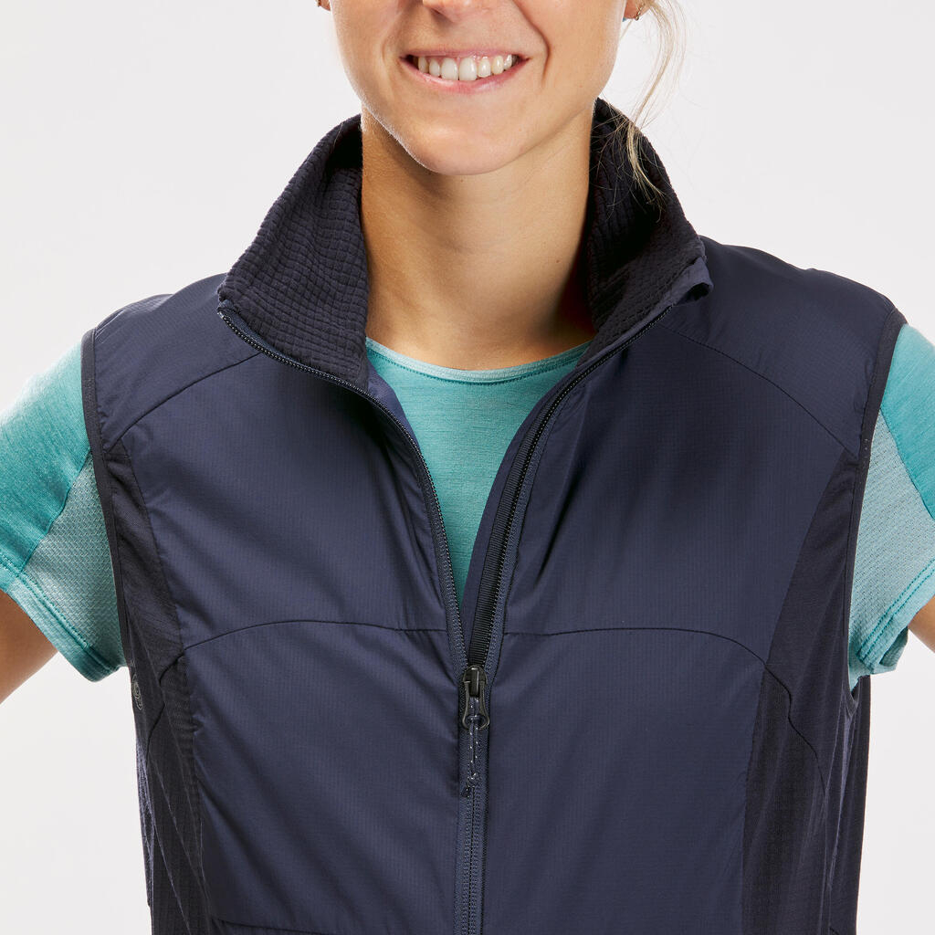 Gilet coupe vent de trek en montagne - TREK 500 Bleu foncé - Femme