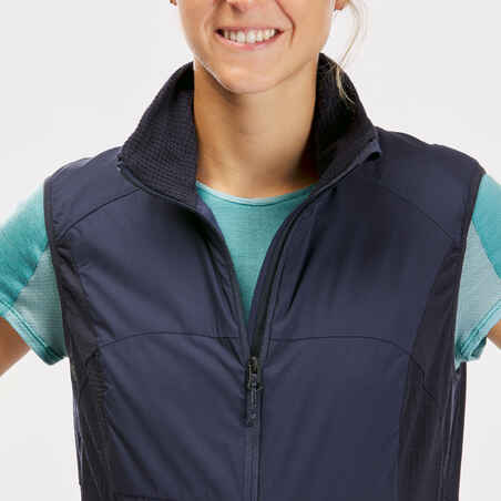 Women's mountain trekking windproof gilet - TREK 500 - Dark Blue