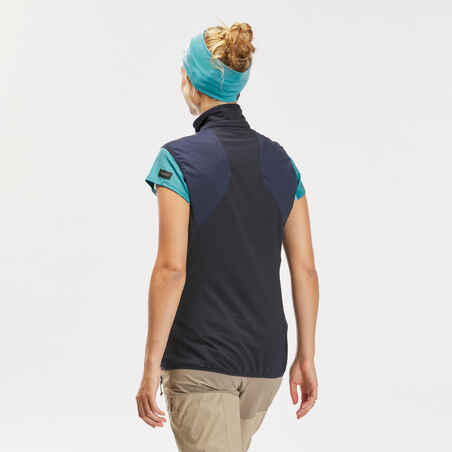 Women's mountain trekking windproof gilet - TREK 500 - Dark Blue