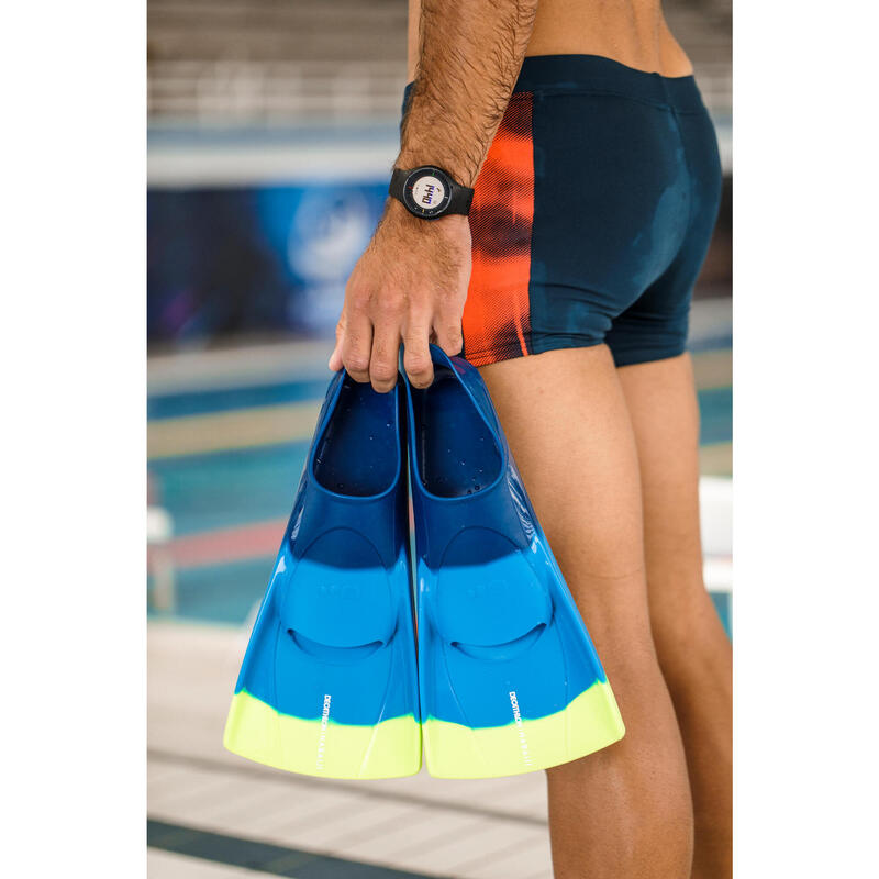 SILIFINS 500 SHORT SWIMMING FINS - 3 COLOURS NAVY BLUE/ BLUE/YELLOW