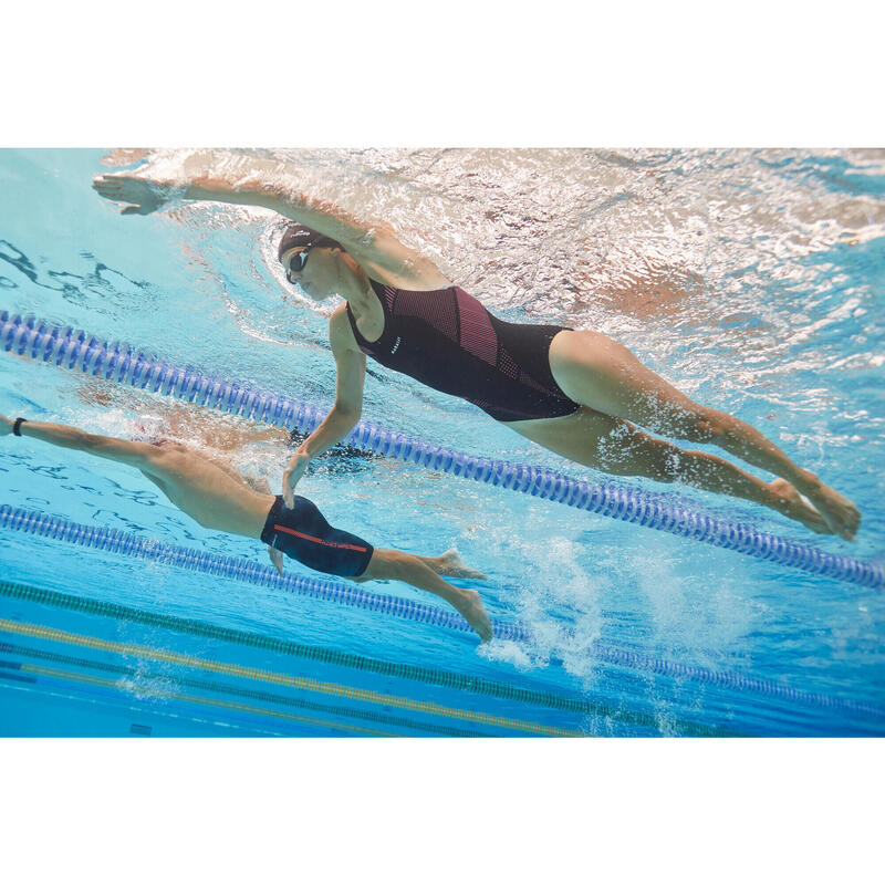 Bañador Mujer natación deportivo negro rosa