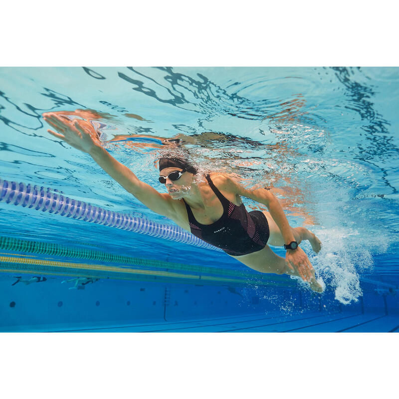 Bañador Mujer natación deportivo negro rosa