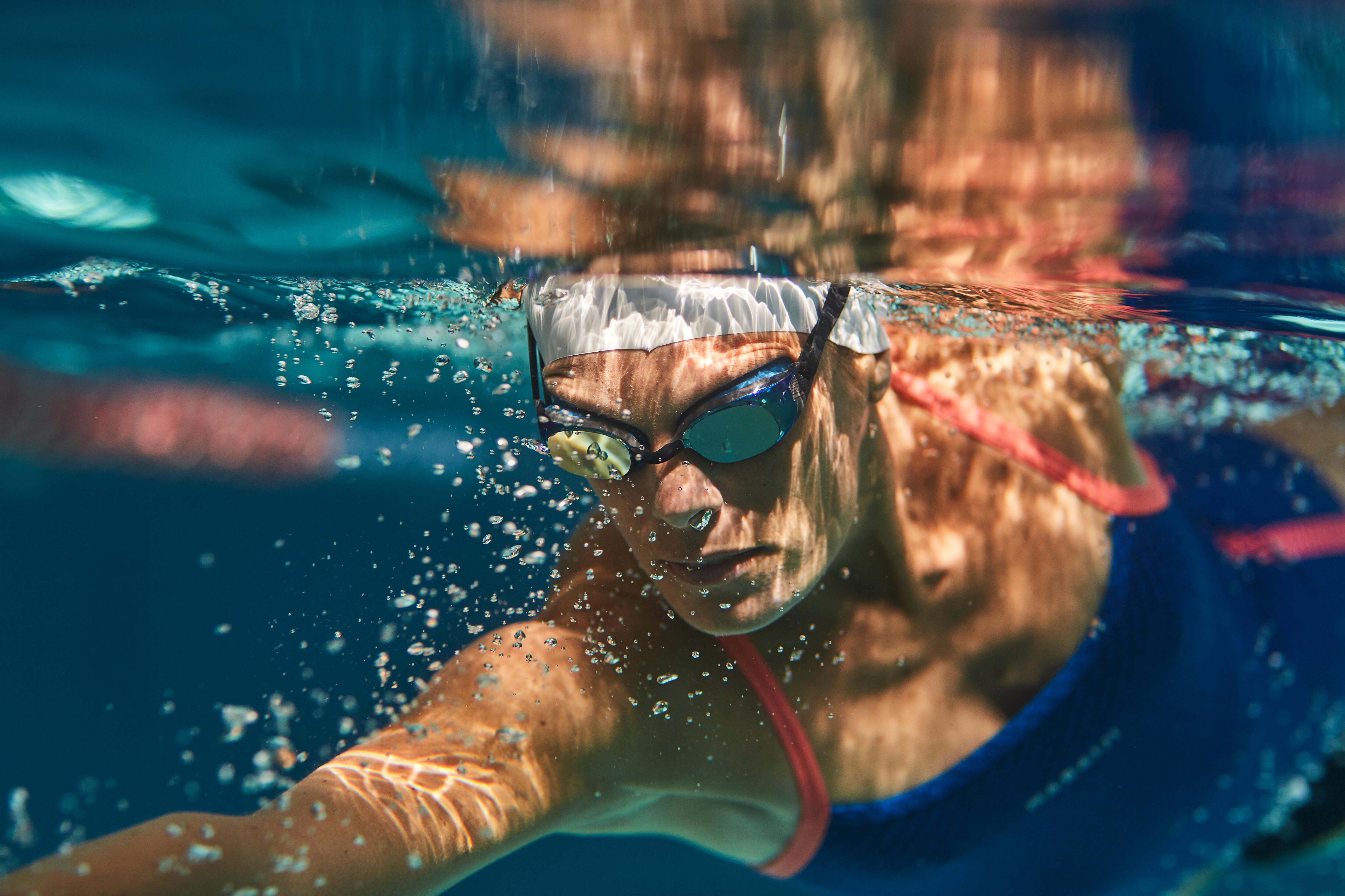 Lunettes de natation verres miroir - BFit noir/bleu - NABAIJI