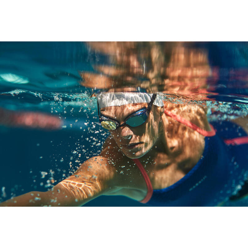 Schwimmbrille Einheitsgrösse verspiegelt - BFit schwarz/blau 