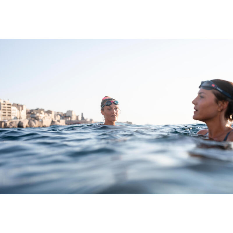 Schwimmbrille große Grösse klar - Soft blau/rosa 