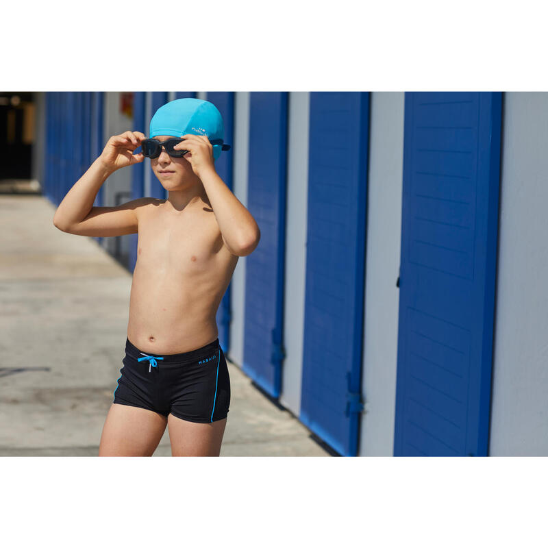 BOYS' SWIMMING BOXER 100 PLUS - BLACK