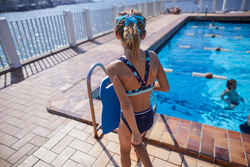 Κοριτσίστικο λαστιχάκι κολύμβησης για τα μαλλιά - Μπλε