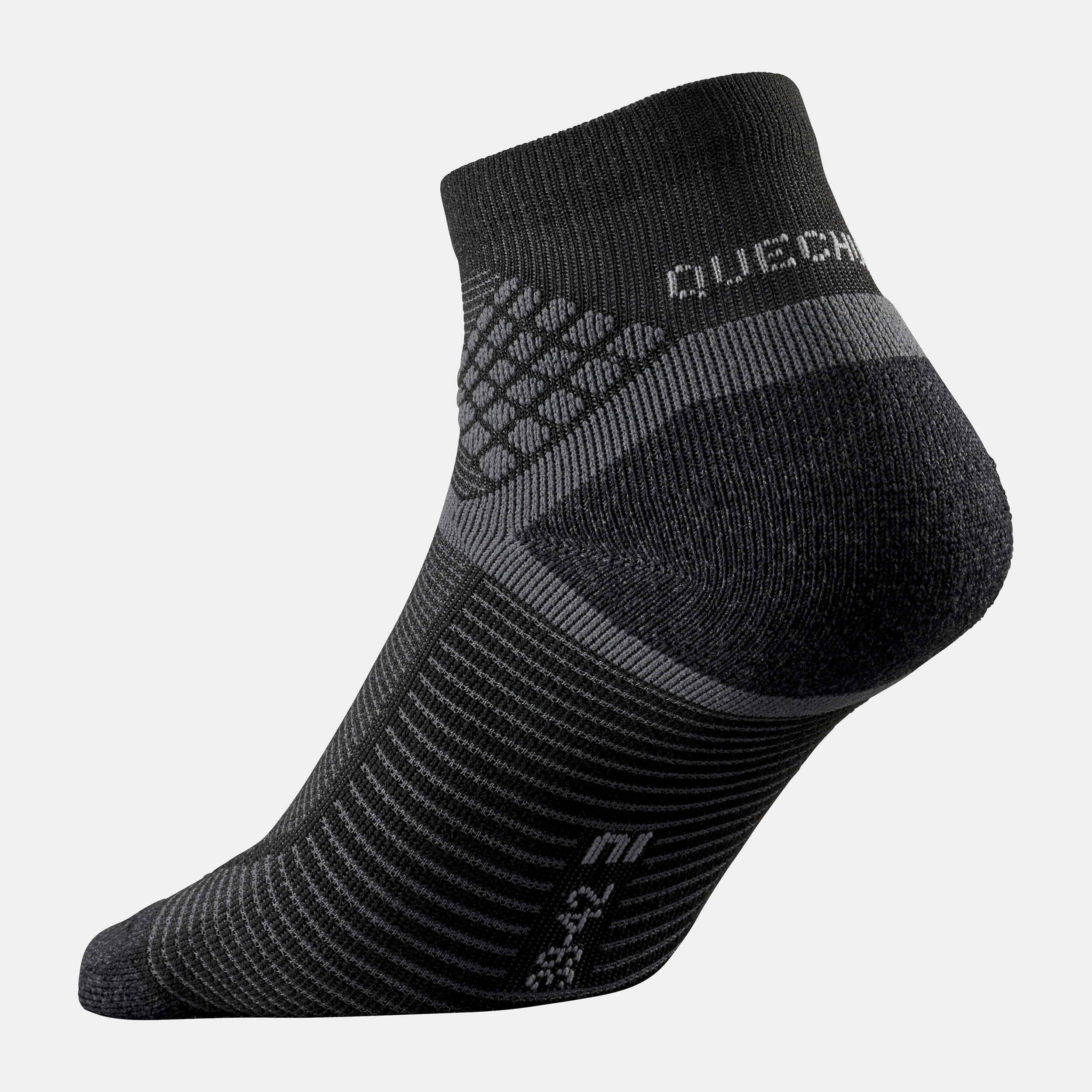 Unisex Anti-Friction Mid Ankle Socks with Quick Drying 2 Pairs Black - NH500