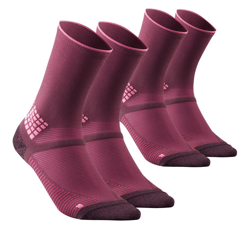 Hiking socks - MH500 High x2 pairs Bordeaux