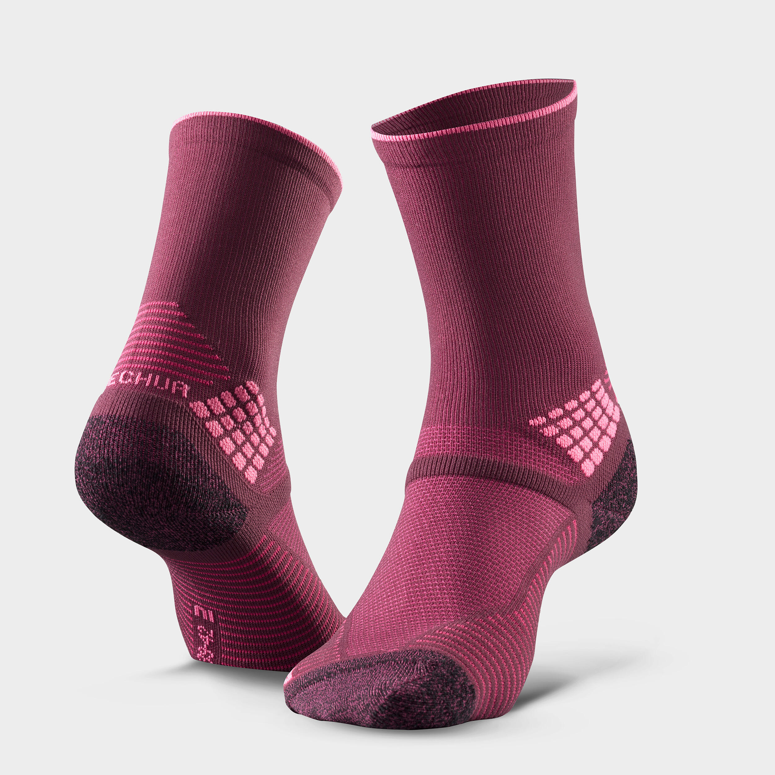 Hiking socks - Hike 500 High Bordeaux x2pairs 2/5