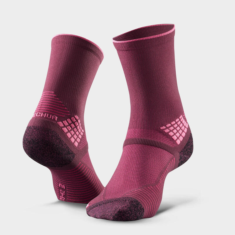 Hiking socks - Hike 500 High Bordeaux x2pairs