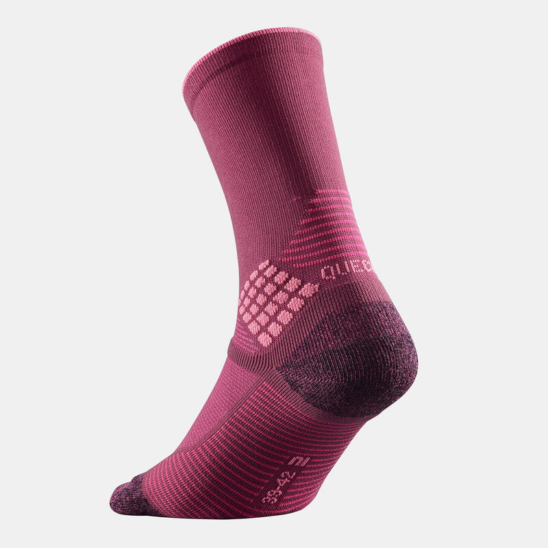 Hiking socks - Hike 500 High Bordeaux x2pairs