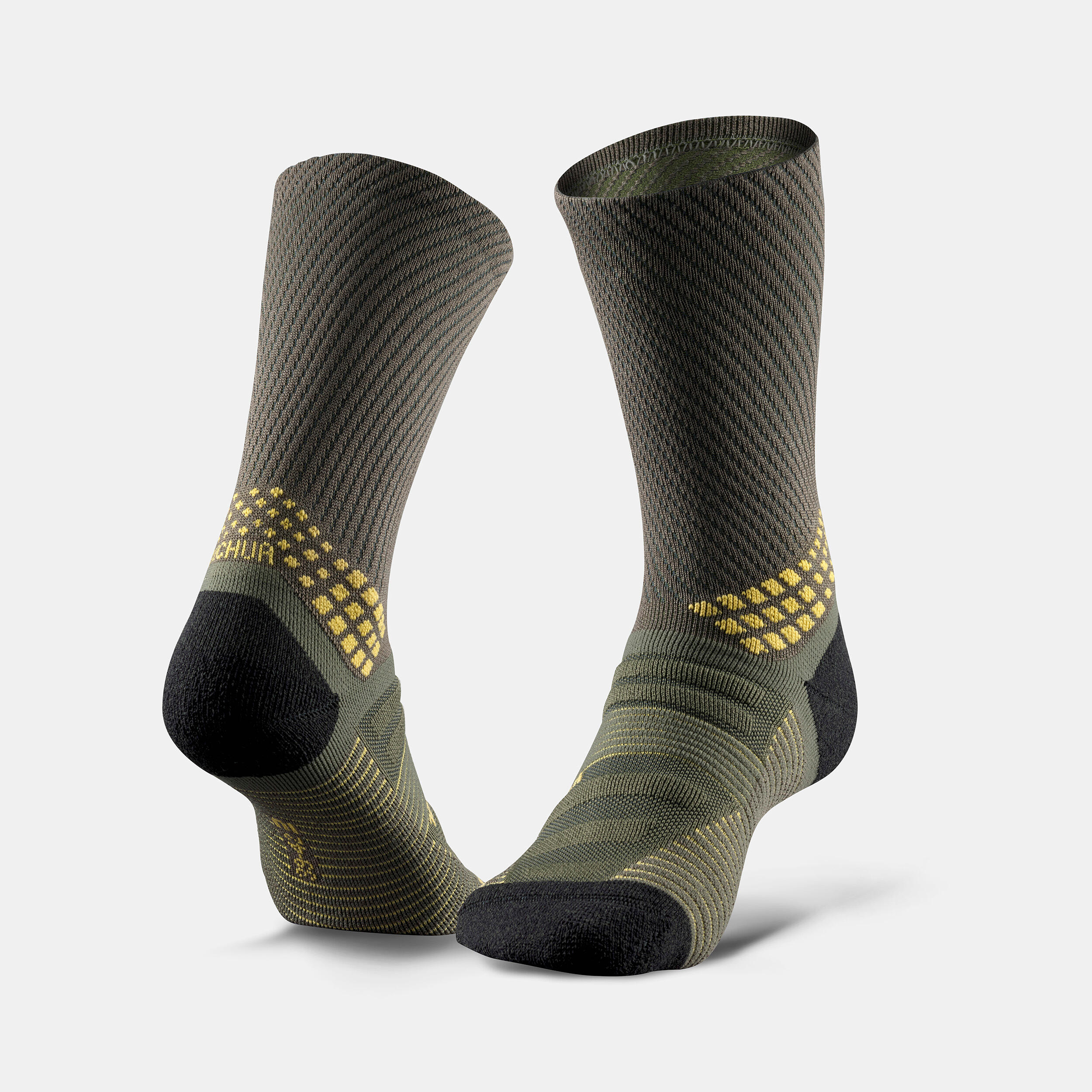 Chaussettes de randonnée hautes laine (2 paires) adulte, Hike 900 vert 3/6