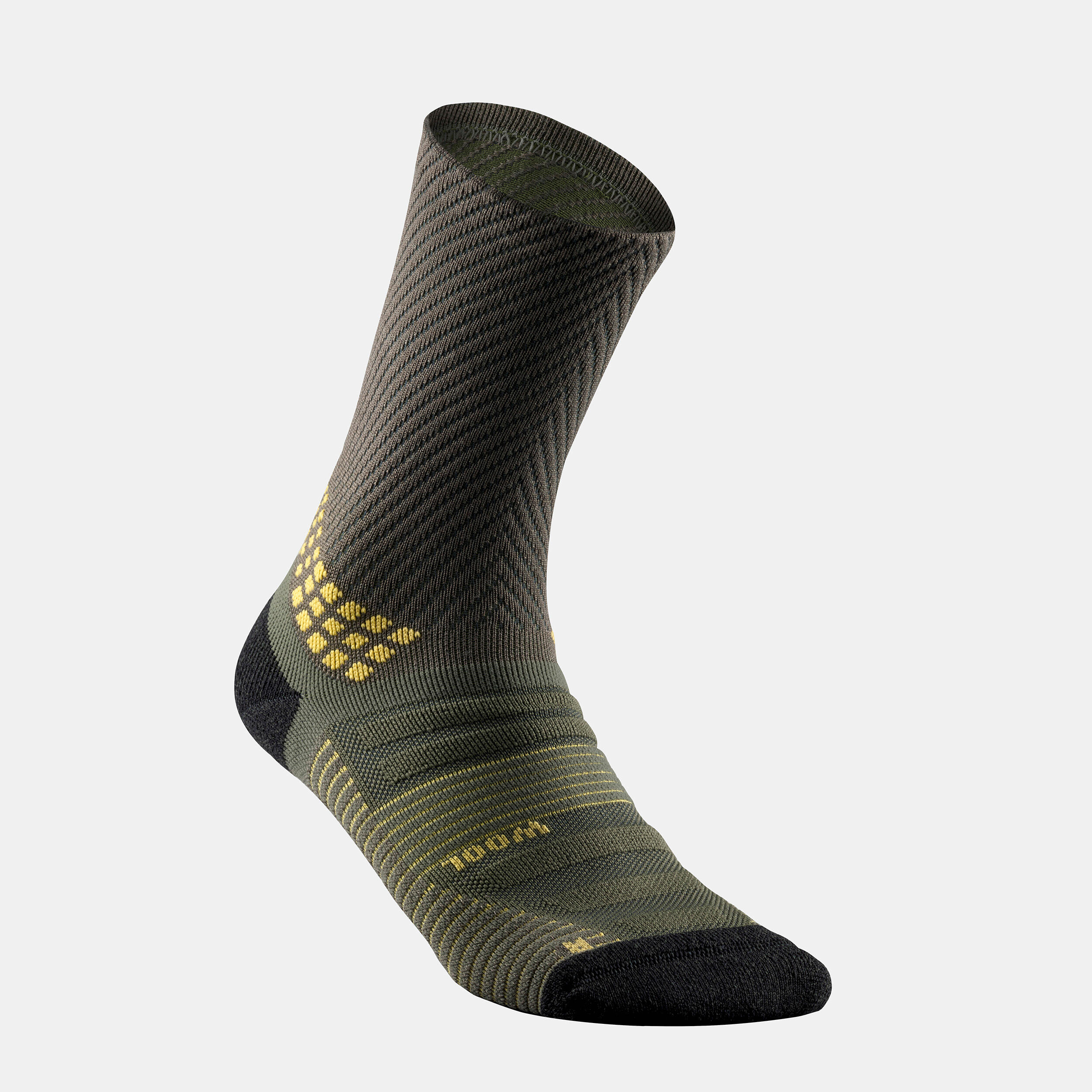 Chaussettes de randonnée hautes laine (2 paires) adulte, Hike 900 vert 4/6