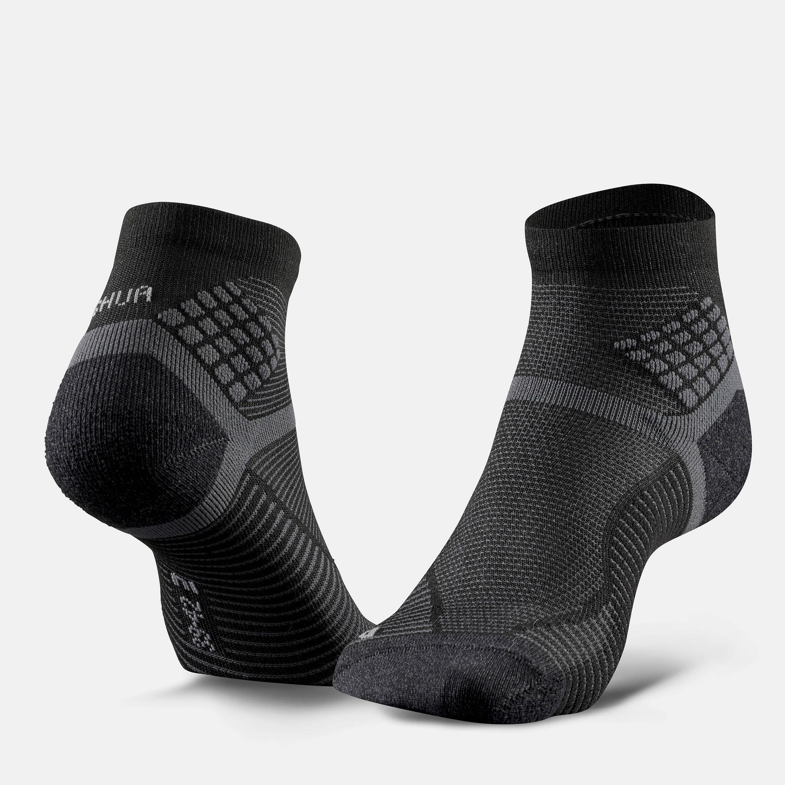 Unisex Anti-Friction Mid Ankle Socks with Quick Drying 2 Pairs Black - NH500 -  2