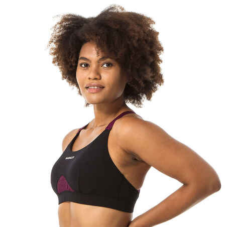 Women's Aquafit-Aqua-biking Swimsuit Top Elea - Black Burgundy