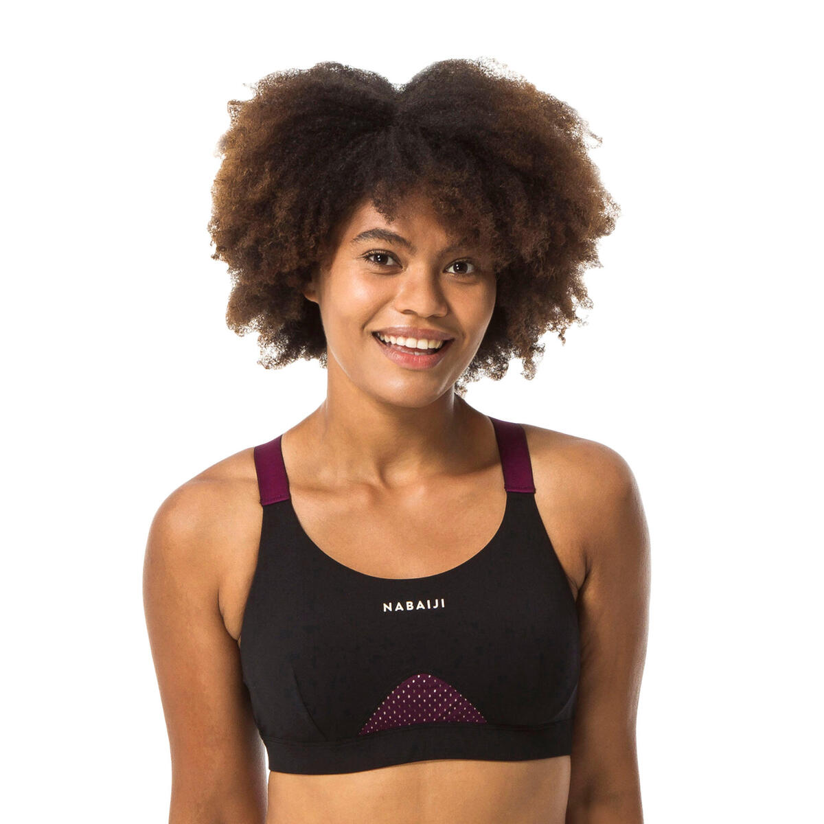 Haut de maillot de bain aquagym-aquabike femme Elea noir bordeaux