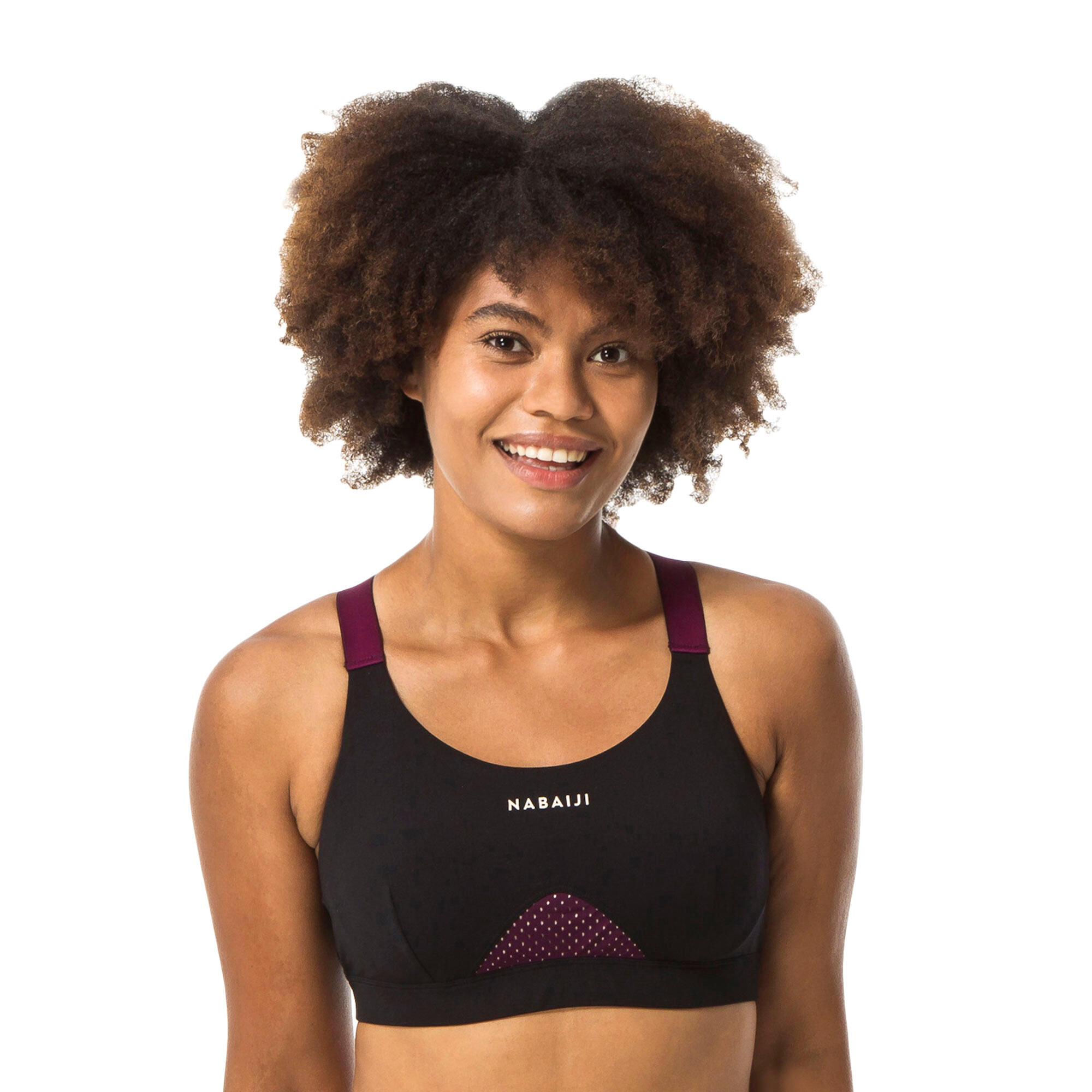 Women's aquagym-aquabike swimsuit top Elea black burgundy