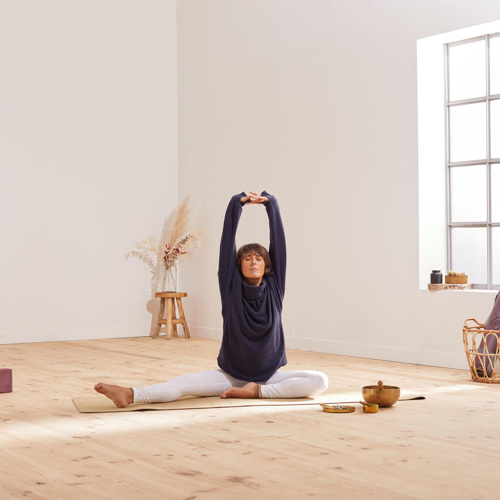 Women's Relaxation Yoga Fleece Sweatshirt - Mottled Navy Blue