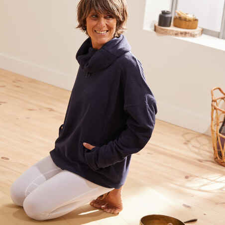 Women's Relaxation Yoga Fleece Sweatshirt - Mottled Navy Blue