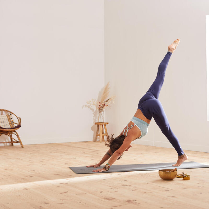 Yoga legging dames verantwoord katoen marineblauw