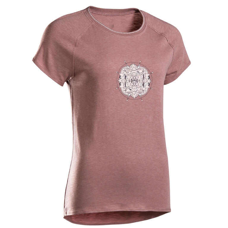 Seamless Long-Sleeved Eco-Friendly Gentle Yoga T-Shirt - Light Pink -  Decathlon