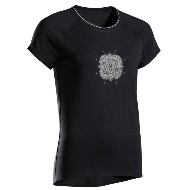 Women's Short-Sleeved Gentle Yoga T-Shirt - Mandala/Black