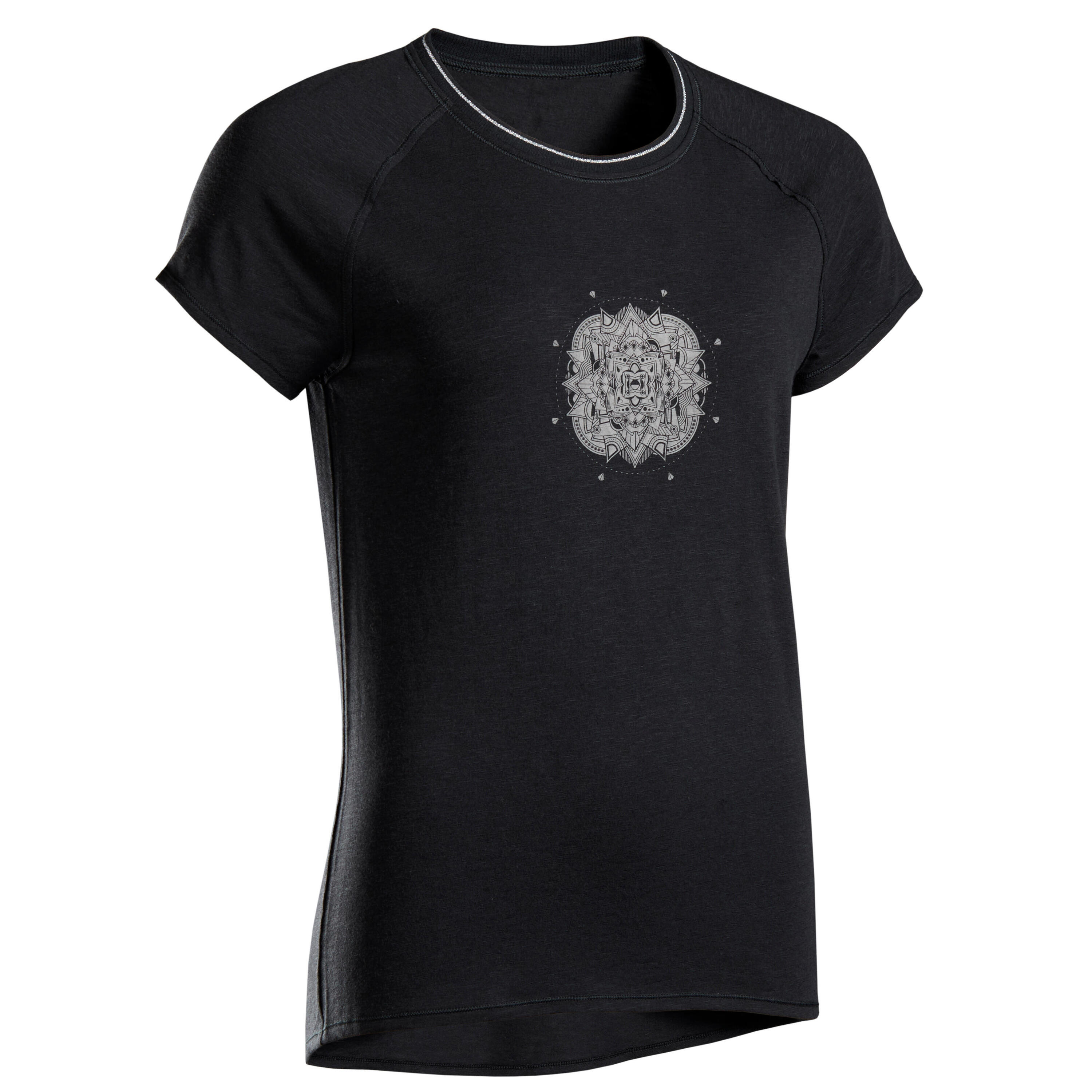 KIMJALY Women's Gentle Yoga T-Shirt - Black Mandala